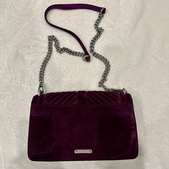 REBECCA MINKOFF CHEVRON QUILTED LOVE CROSSBODY HANDBAG AMETHYST - Picture 5 of 8